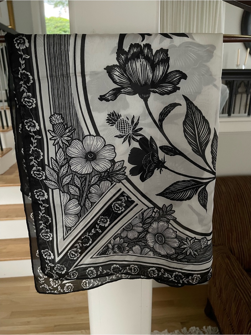 Vince Caputo Black & White Floral Scarf